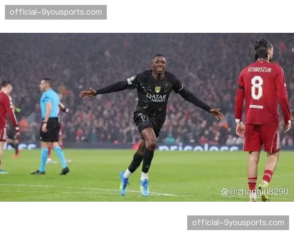 登贝莱庆祝攻入首球，巴黎客场2-0胜利物浦晋级四强