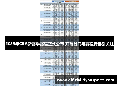 2025年CBA新赛季赛程正式公布 开幕时间与赛程安排引关注