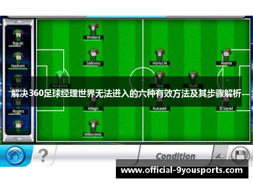 解决360足球经理世界无法进入的六种有效方法及其步骤解析